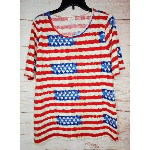 Rare LuLaRoe GiGi 2XL Women’s Shirt – Patriotic Flag Graphic Design Poly/Spandex - Picture 3 of 12